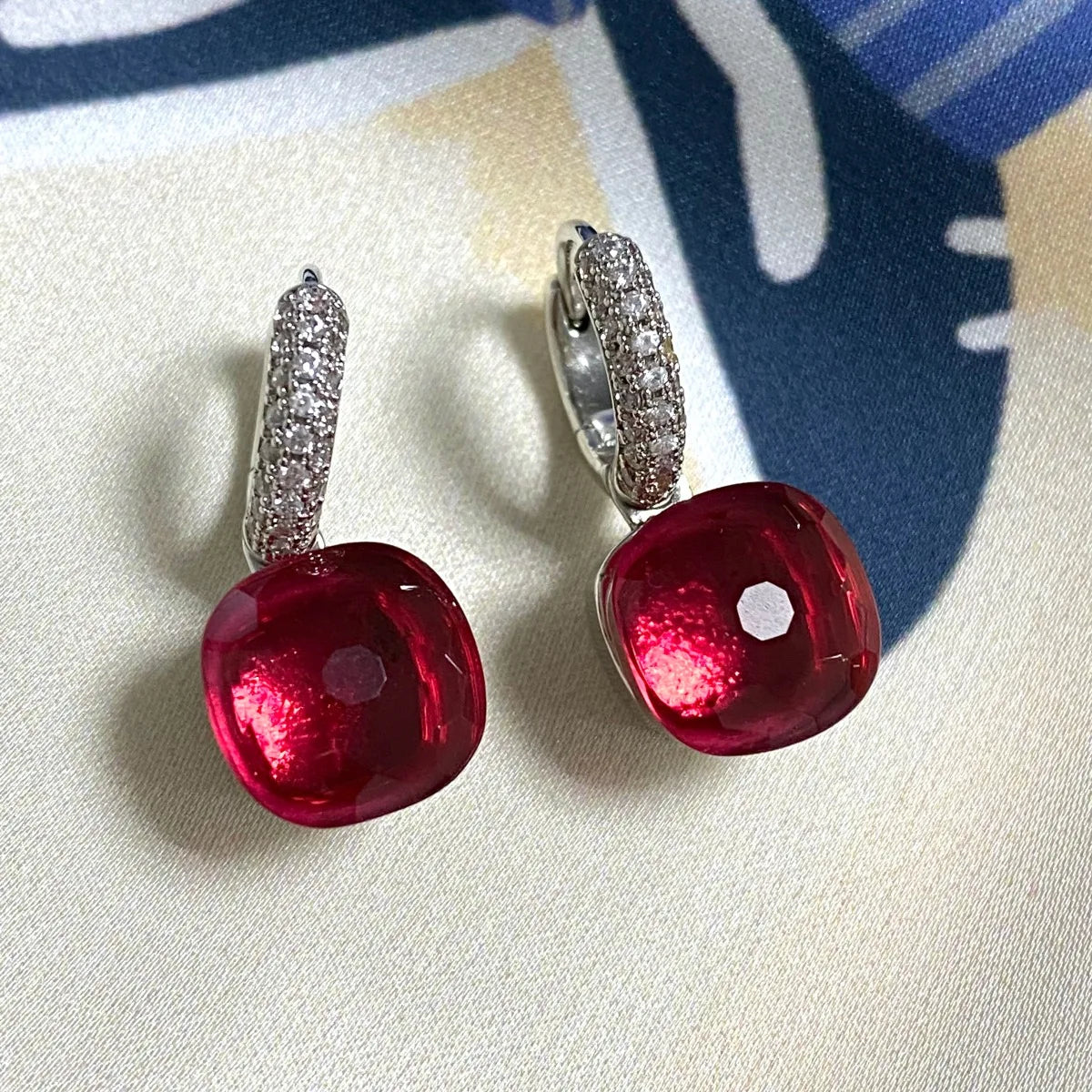 Classic Candy Color Earrings Inlay Transparent Zircon 27Colors Crystal Earrings Platinum Plated Fashion Jewelry For Women