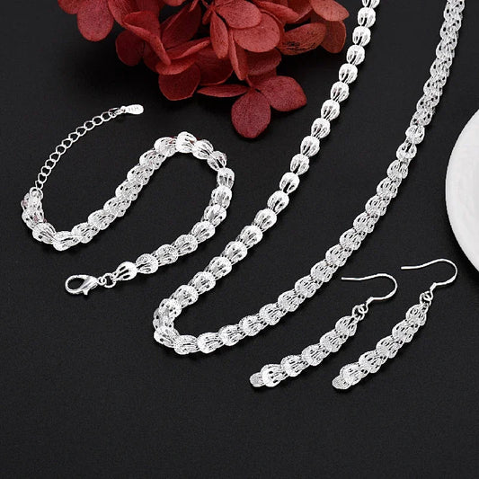925 Sterling Silver Charms Earrings Necklace Bracelet Love Jewelry Cute for Women Chain Set Wedding Gift