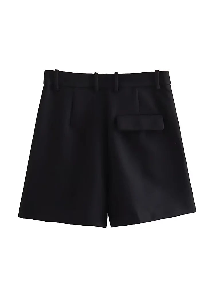 HXAO Female Shorts Black Pink Shorts Woman Summer 2024 Pleated Baggy White Shorts For Women Casual High Waist Short Pants