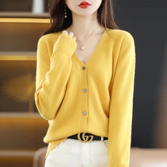 Women's Sweater Spring Autumn Cardigans V-neck Single Breasted Short Slim