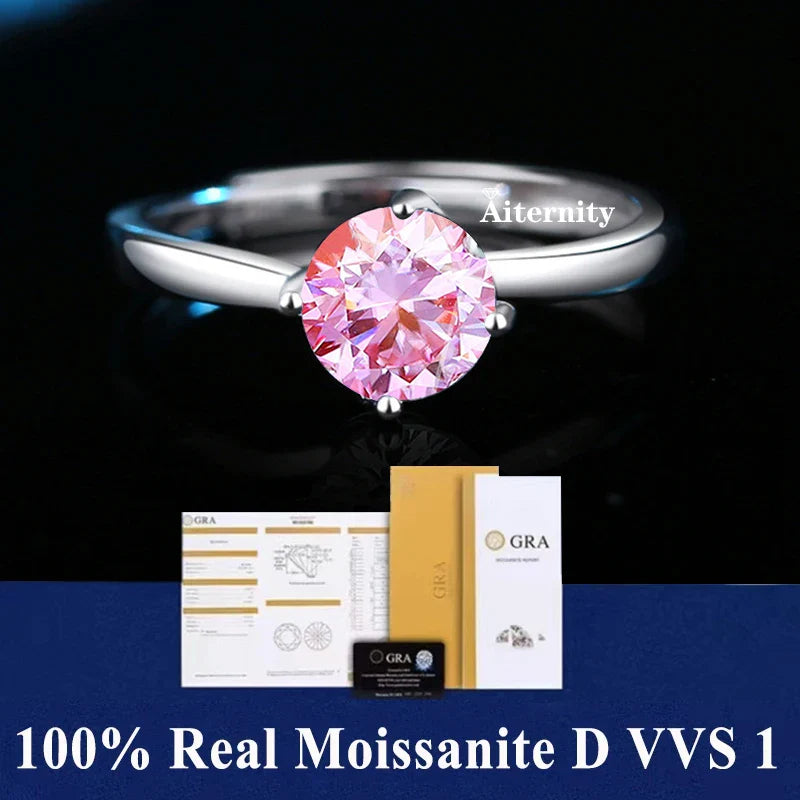 NEW 100% Real Moissanite Ring D VVS1 Pass Diamond Test Pen Adjustable Size S925 Sliver GRA Certificate Wedding Rings for Women
