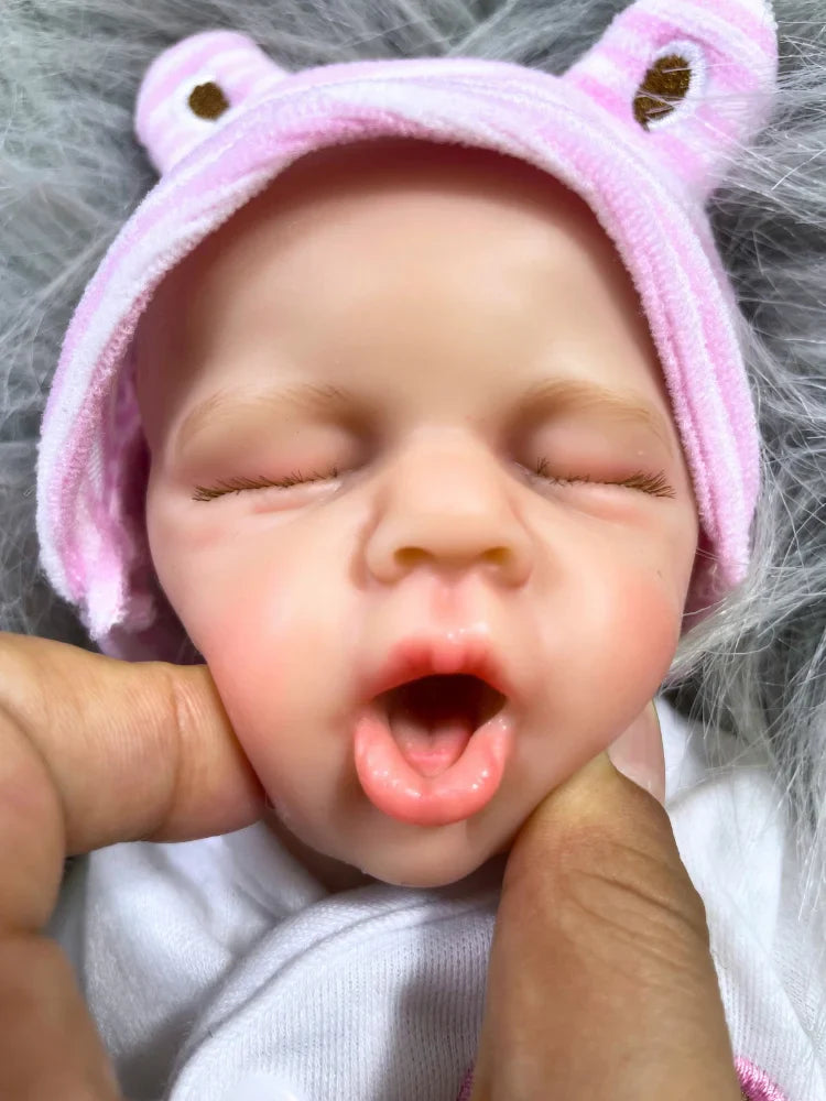 13-Inch Can Open Mouth LouLou Full Solid Silicone Reborn Baby Doll Girl or Boy Washable Stress-relieving Doll Toy Christmas Gift