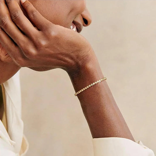 Cubic Zirconia Tennis Bracelet Gold Color Iced Out CZ Chain Bracelets For Women Men Hip Hop Bling Homme Fashion Jewelry Gift