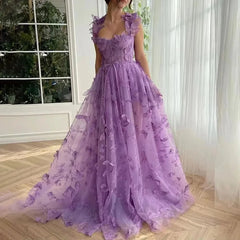 Brand Designer Prom Evening Holiday Dress Women Formal Occasions 3D Flower