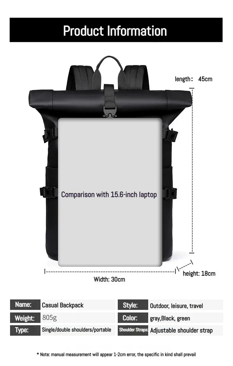 New Shoulder Bag Men's Senior Sense of Business Computer Outdoor Leisure Rolled Edge Travel Backpack Fashion Commuting