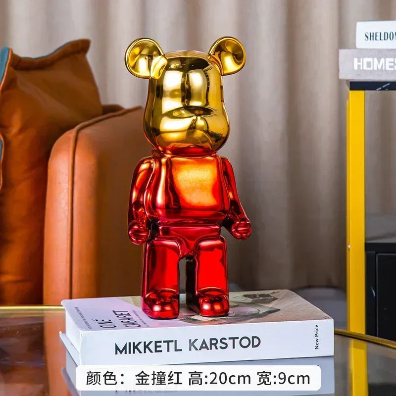 28cm Aesthetic Bear Figure Ceramics Plating Violent Bear Statue Animal Figurine Sculpture Luxury Living Room Decoration Ornament