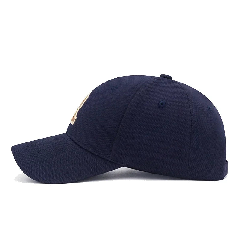 Brand New High Quality R Letter Gold Thread 3D Embroidery Adjustable Elastic Pineapple Cloth Baseball Cap Trucker Hats