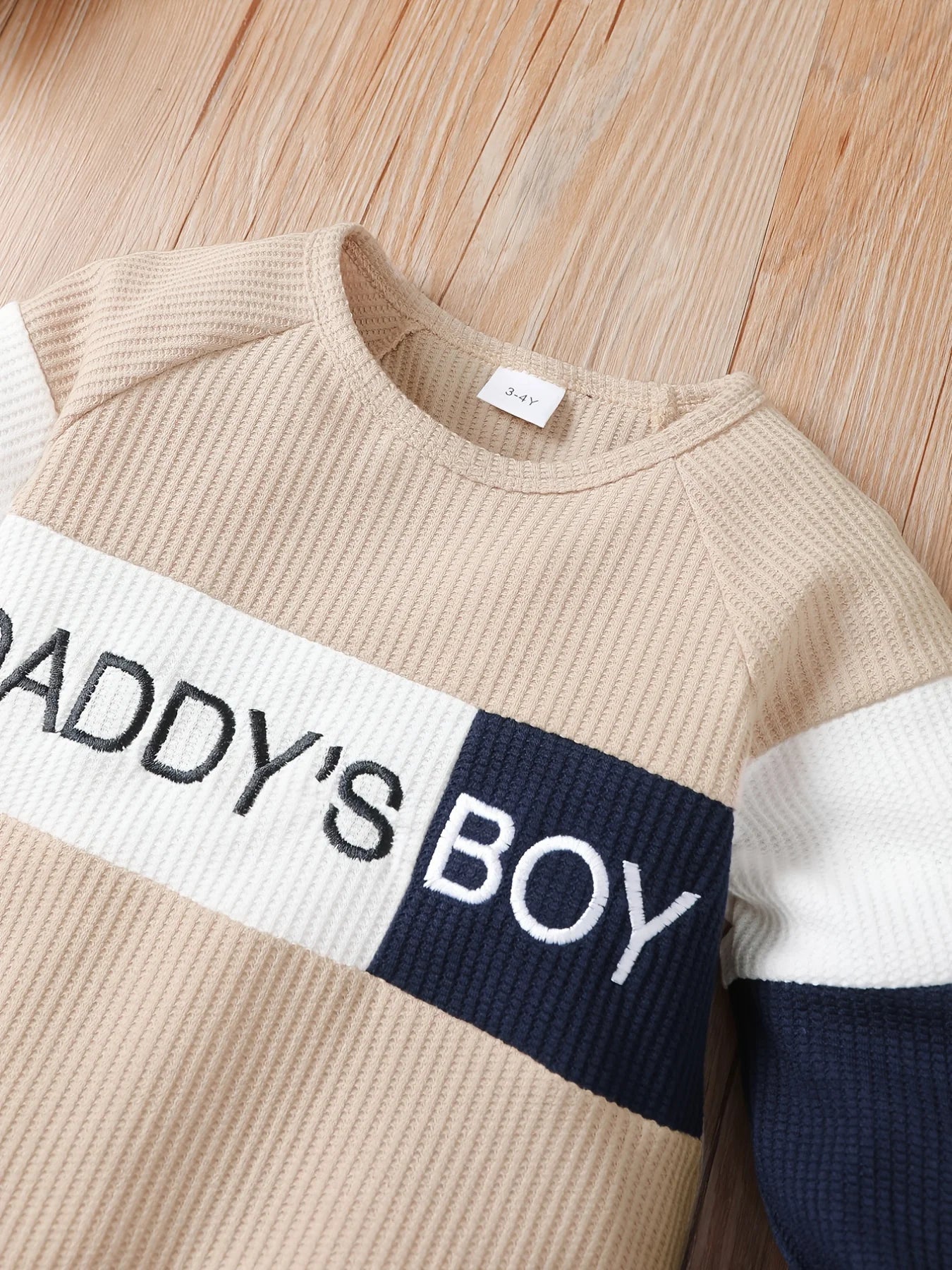 Winter Newborn Infant Baby Boy Long Sleeve Knitted    Soft  Waffle  Letter Casual Fashion Baby Clothing