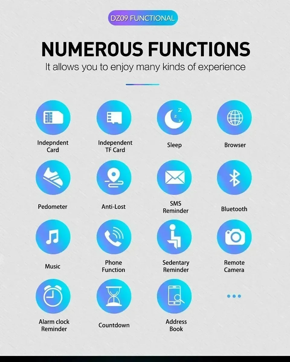 Premium Digital Touch Screen Smart Watch DZ09 Bracelet Camera Bluetooth SIM Card Phone Watch Reloj Mujer Android IOS