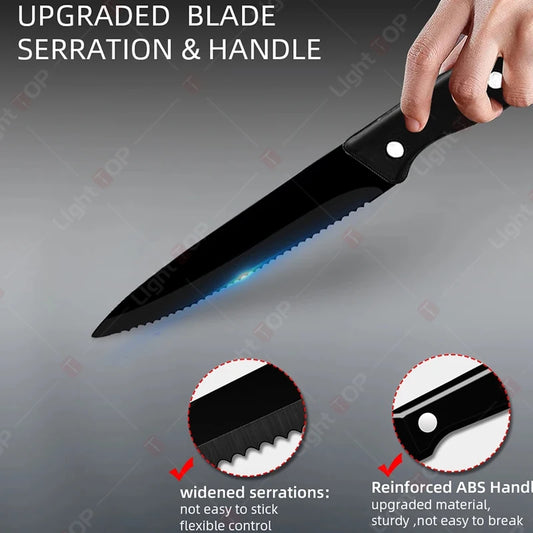 Stainless Steel Bread Knife Professional Kitchen Knives Steak Knife Set Serrated Beef