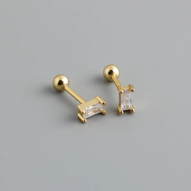 WANTME 925 Sterling Silver Fashion Korean Petal Screw Bead Stud Earrings for Women Charm Ear Bone Piercing Jewelry Accessories