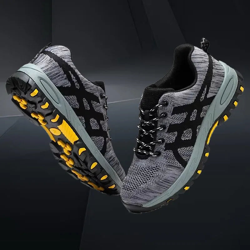 Men Steel Toe Work Sneakers Safety Shoes Anti Puncture Construction Boots Lightweight Durable Protective Footwear for Work