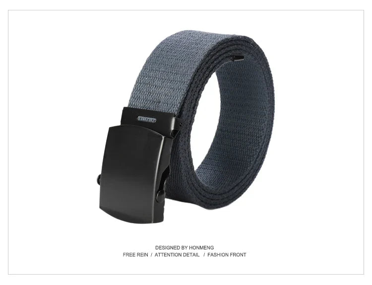 New Unisex Automatic Buckle Fashion Nylon Belt Classic Popular Casual Light Practical Woven Smooth Women Men Canvas Belt 3.8cm