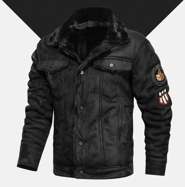 Autumn Winter Coat Men Jacket Vintage Solid Turn-Down Collar Outdoor Training