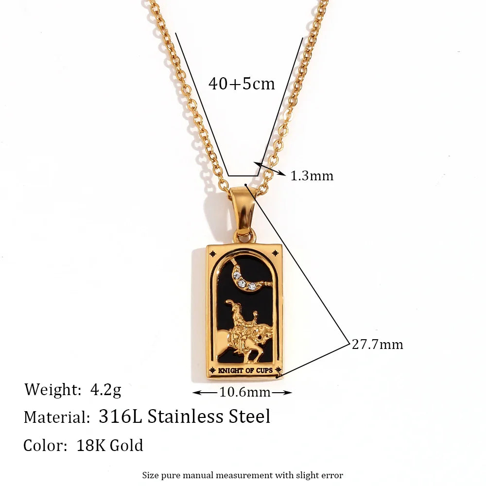 E.B.belle Original New Tarot Queen Lover Magician Moon Necklace Tarnish Free Stainless Steel Jewelry 18K Gold Plated Decoration
