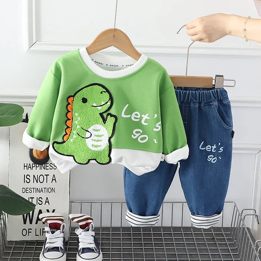 New Autumn Children Kids Boys Girls Clothes Cotton Animal Hoodies Pants 2Pcs/sets Infant Toddler Casual Tracksuit 1 2 3 4 5 Ages