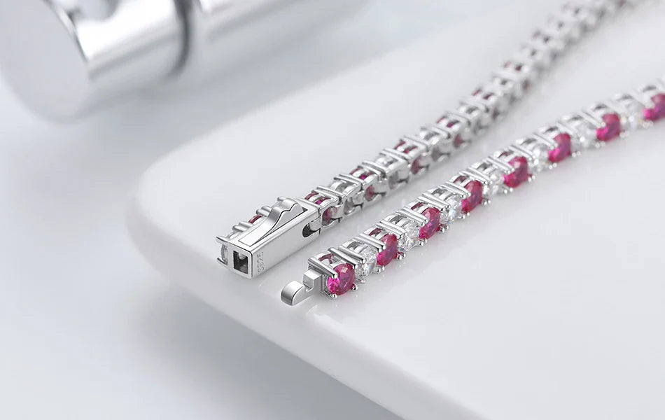 ORSA JEWELS Authentic 925 Sterling Silver Tennis Chain Bracelet Moulding Process Hanmade High-end Hand Chain for Man Woman SB128