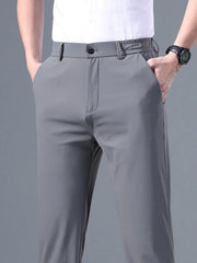 Summer Good Stretch Smooth Trousers Men Business Elastic Waist