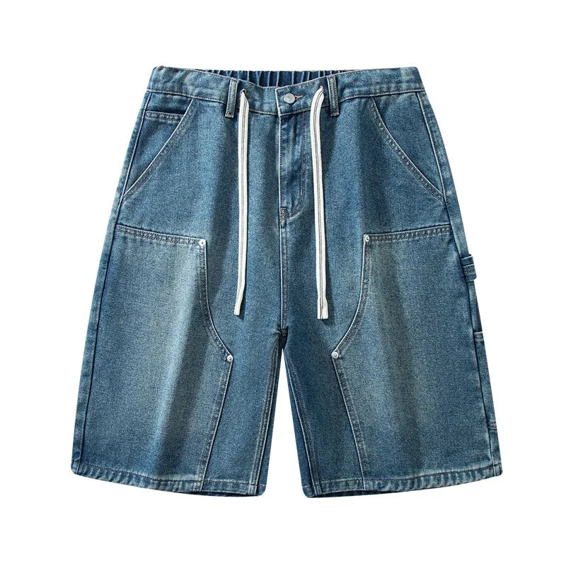 Men's Denim Shorts Summer Loose Vintage Hip-hop Cargo Moto Short