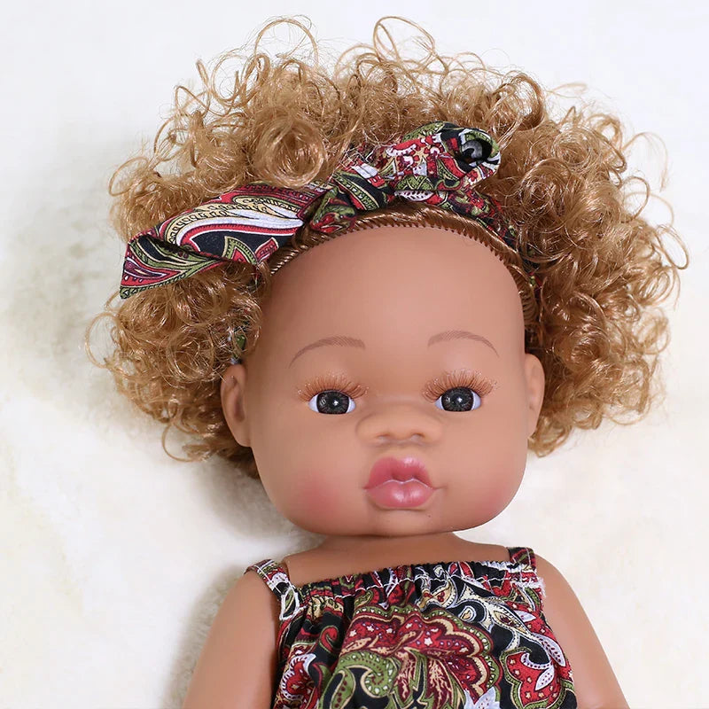 14inch Full Body Vinyl Bebe Reborn Dolls Soft Lifelike Baby Toys American Reborn Black Baby Doll Vinyl Baby Doll Toys Girls Boys