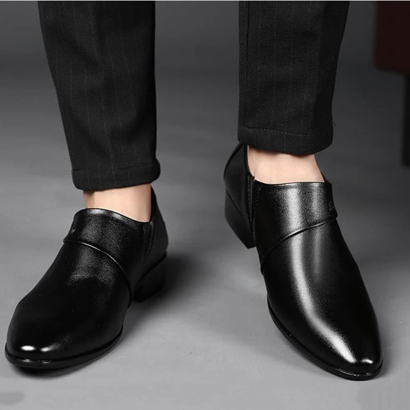 Leather Shoes for Men Luxury Formal Dress Male Plus Size Party Wedding Office Work Slip Business Casual Oxfords Loafers Fomer