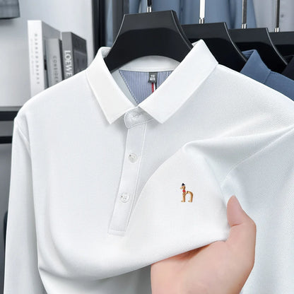 Premium Brand Quality Men's Polo Shirt Autumn Fashion Cartoon Embroid Long Sleeve Exquisite Lapel T-Shirt Business Menswear Top