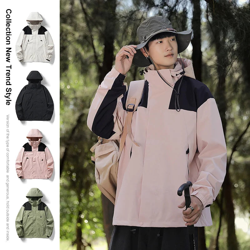 Jacket Sports Outdoor Thickened High Collar Hoodie Color Matching Fashion