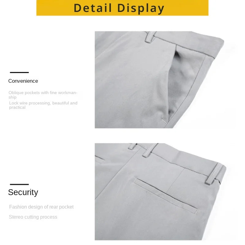 Spring Thin Suit Pants Men's Slim Fit Business Casual Pants Drape Stretch Men's