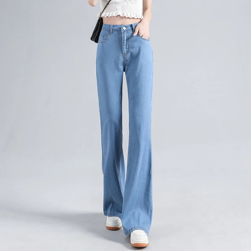 Flared Jeans Woman High Waist Slim Stretch Denim Women Tight Pant Korean