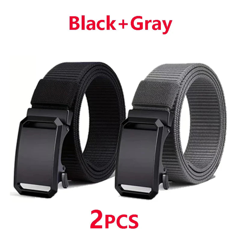 Tactical Belt For Men Canvas Automatic Buckle Belt Man Durable Casual Outdoor Hunting Adventures Training Pants Waist Belt Golf