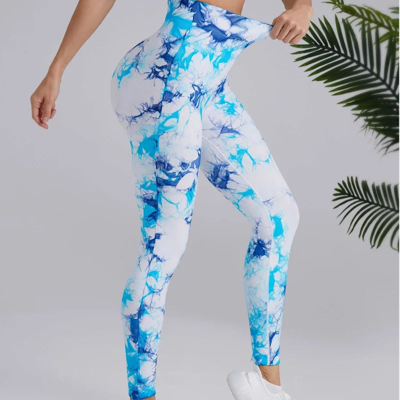 Tie Dye Seamless Leggings Women for Gym Yoga Pants Push Up Workout Sports Leggings
