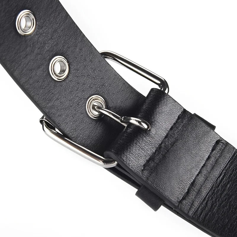 2023New Fashion Pentagram Riveted Women's Belt Punk Hip Hop Rock Jeans Men's Belt