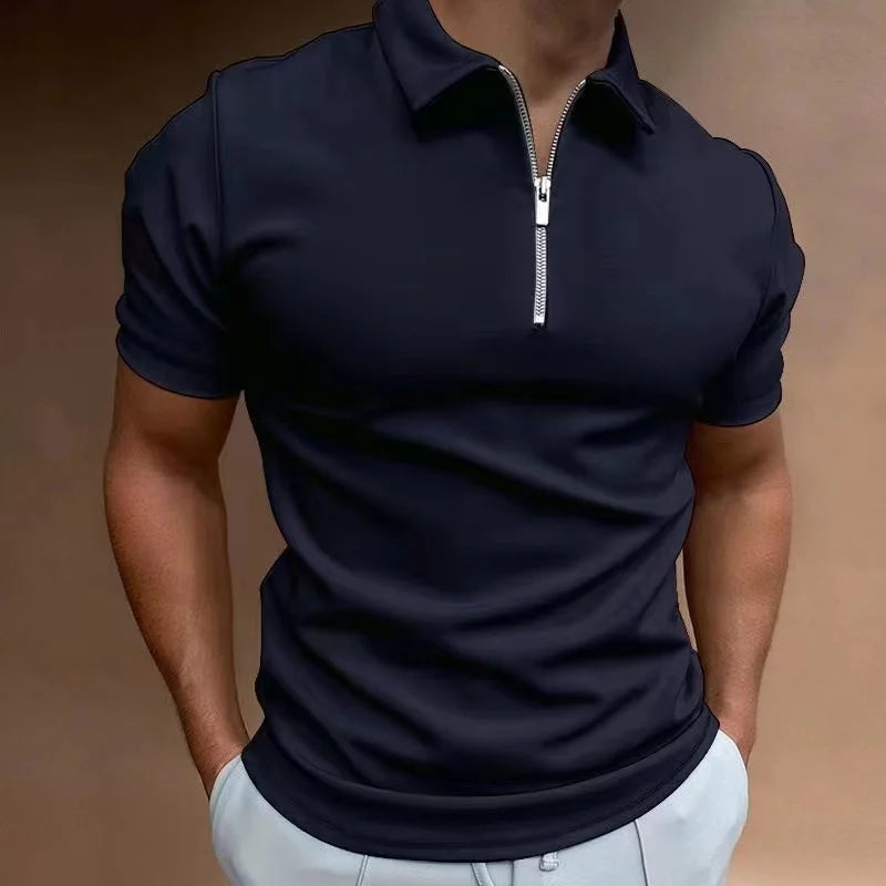 Business Men's Golf Polo Zipper Collar Short Sleeve Polo Shirt Outdoor Casual Daily Street Wear Summer Micro Elastic Polyester