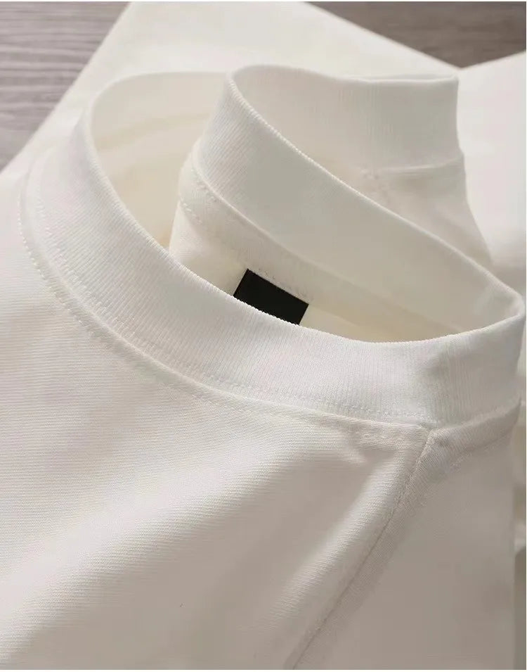 American Casual White T-shirt Men's Autumn 2025 New 100% Cotton Oversize Long sleeved Sports Gym T-shirt Y2k Tops Men clothing