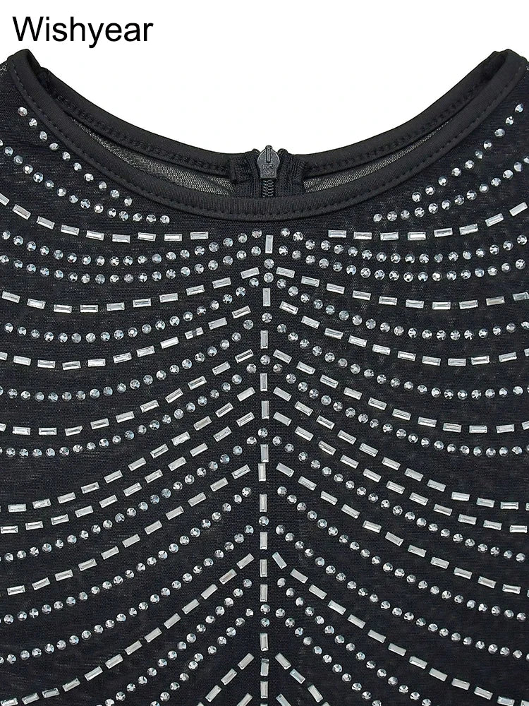 Evening Dresses: Diamonds Rhinestones Mesh Birthday Bodycon Maxi Dress for Women