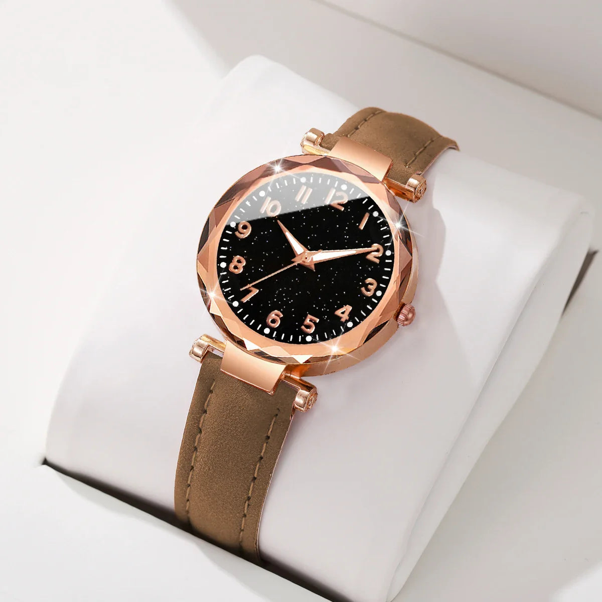 Fashion Arabic Dial Women Quartz Watch Casual Leather Strap Wristwatches for Ladies Clock Reloj Mujer（Without Box）