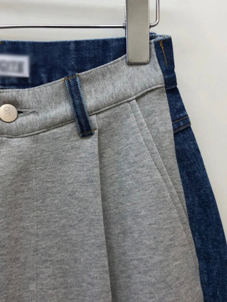 Hit Color Jeans Women High Waist Gradient Color Blue Denim Pants Female Streetwear