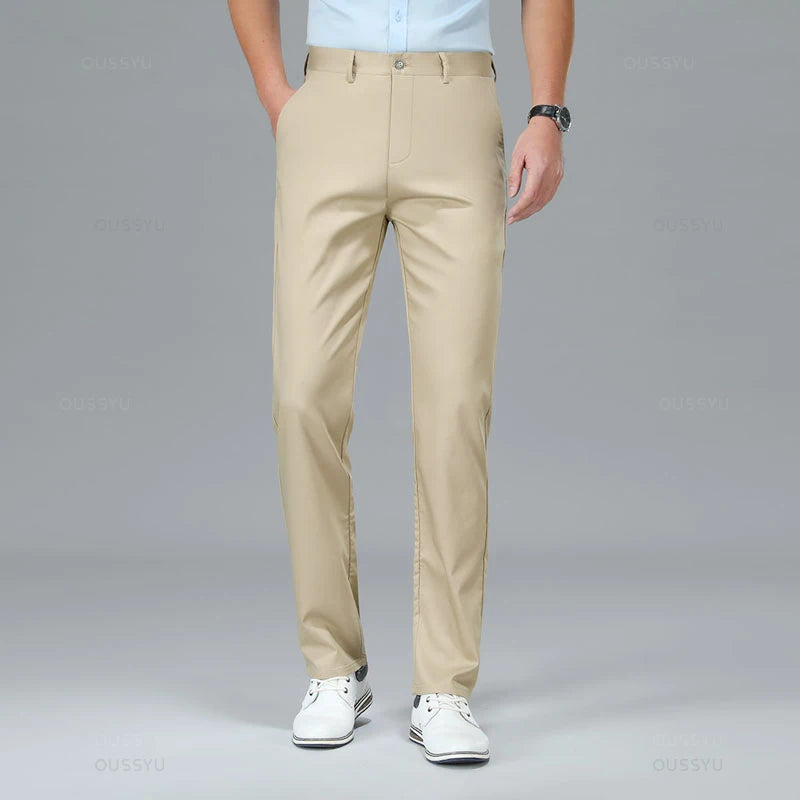 High Quality Luxury Straight Business Suit Pants Men Bamboo Fiber Designer