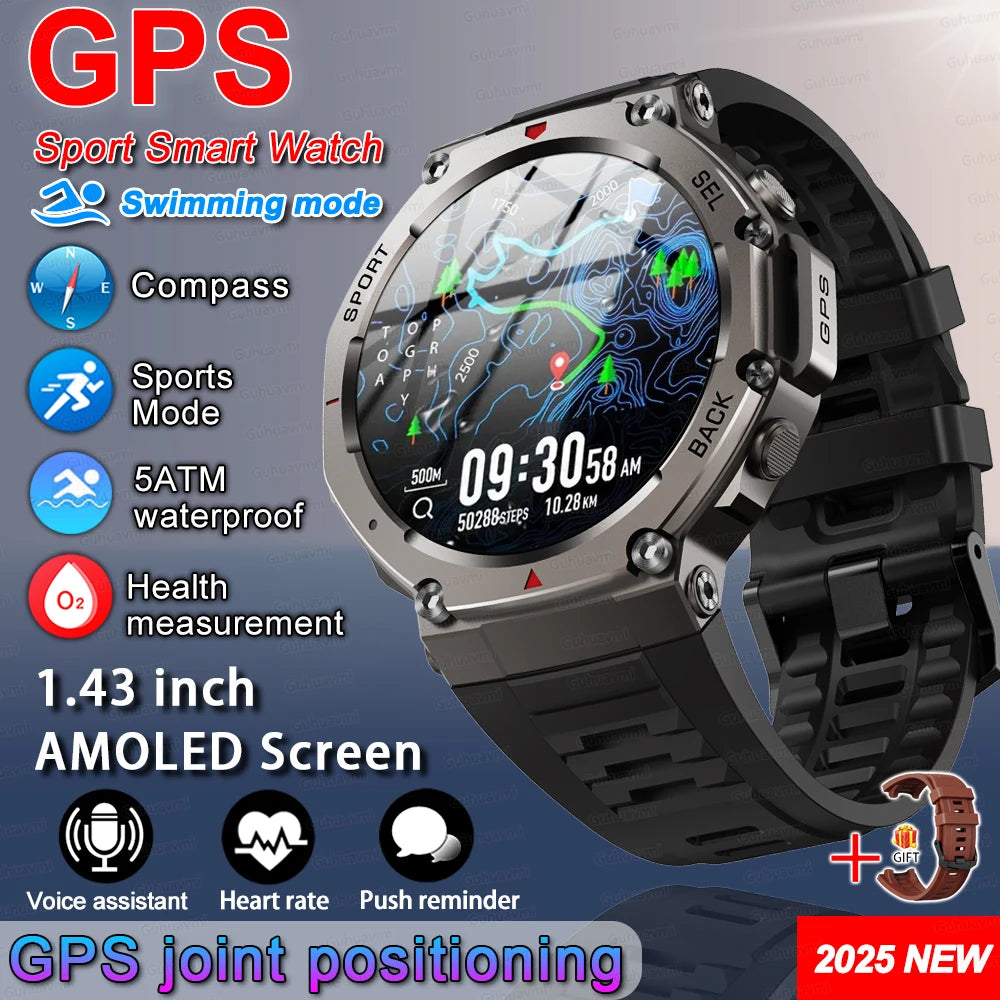 T-Rex 3 Ultra GPS Smart Watch 5 ATM Waterproof Built-in Dual-band GNSS Compass Military 170+ Sport Smartwatch Men 2025 New Watch