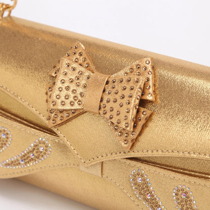 2024 Newest Hot Selling Gold Color Platform Design Peep Toe Ladies Shoes Matching Bag Set For Mature Women Party Pump