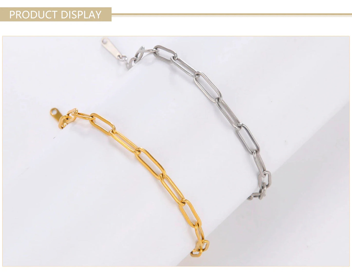 Skyrim Friendship Paperclip Link Chain Men Women Girls Stainless Steel Gold Color Bracelets Minimalist Jewelry Valentine Gift