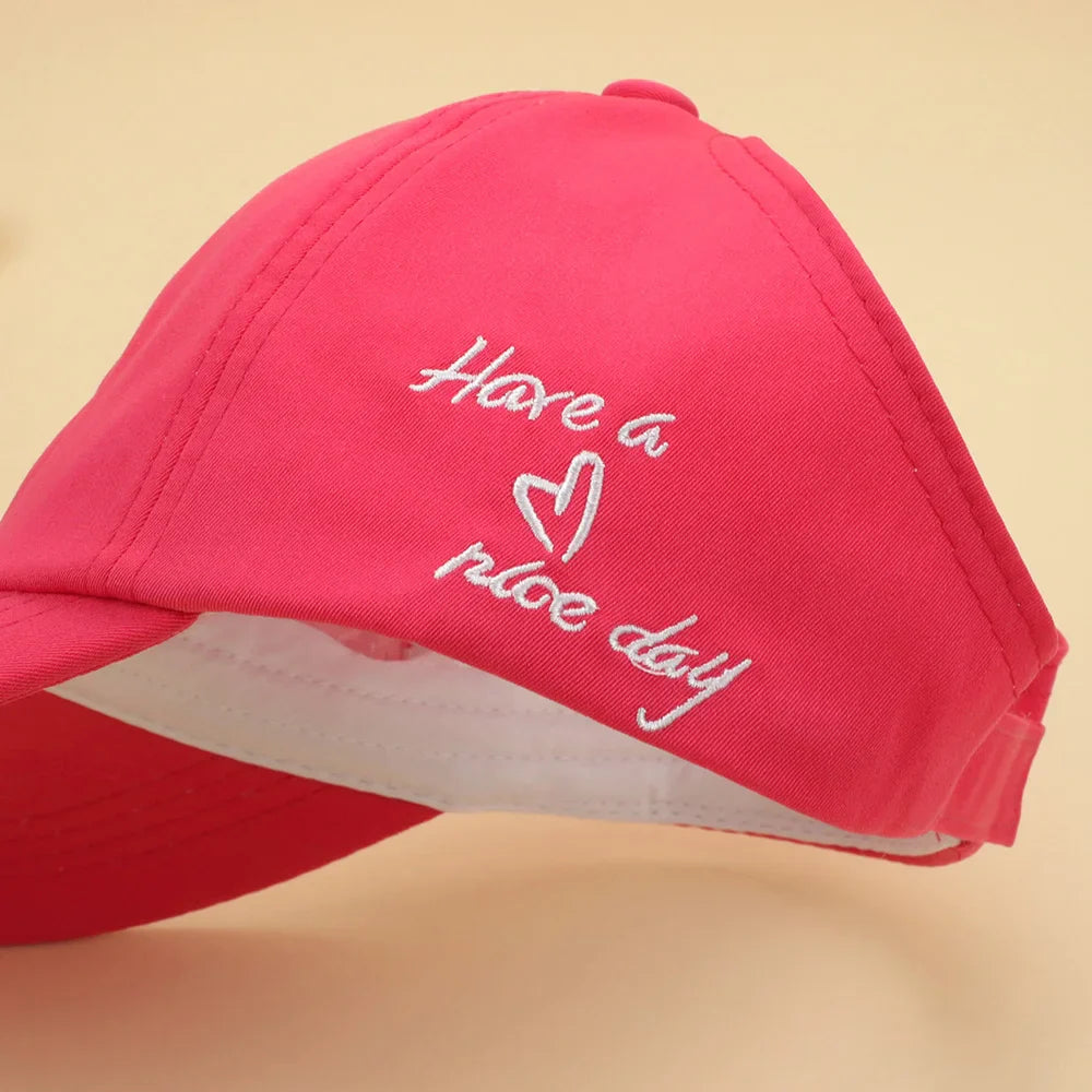 Kids Baseball Caps for Boys Girls Sun Hat Love Heart Hollow High Ponytail Caps Children Adjustable Baseball Caps for 4-12 Years