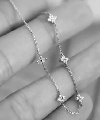 CANNER Real S925 Sterling Silver Mini Zircon Flower Pendant Bracelet Chain for Women's Fine Jewelry Gifts Gold Bracelets Bangles