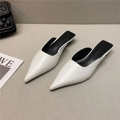 Summer Low Heel Sandals White Rubber Slides Mules Shoes for Women