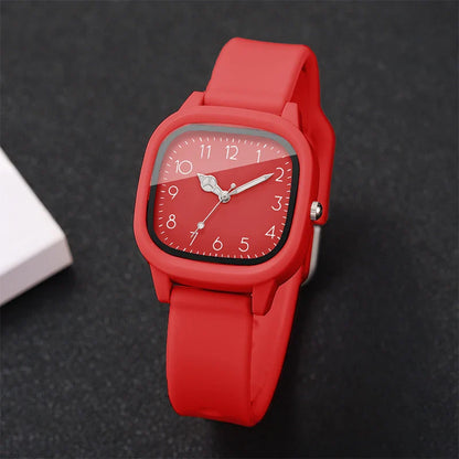 1/10PCS Fashion Square Women Watches Casual Silicone Band Quartz Wristwatch for Girls Clock Reloj Mujer（Without Box）