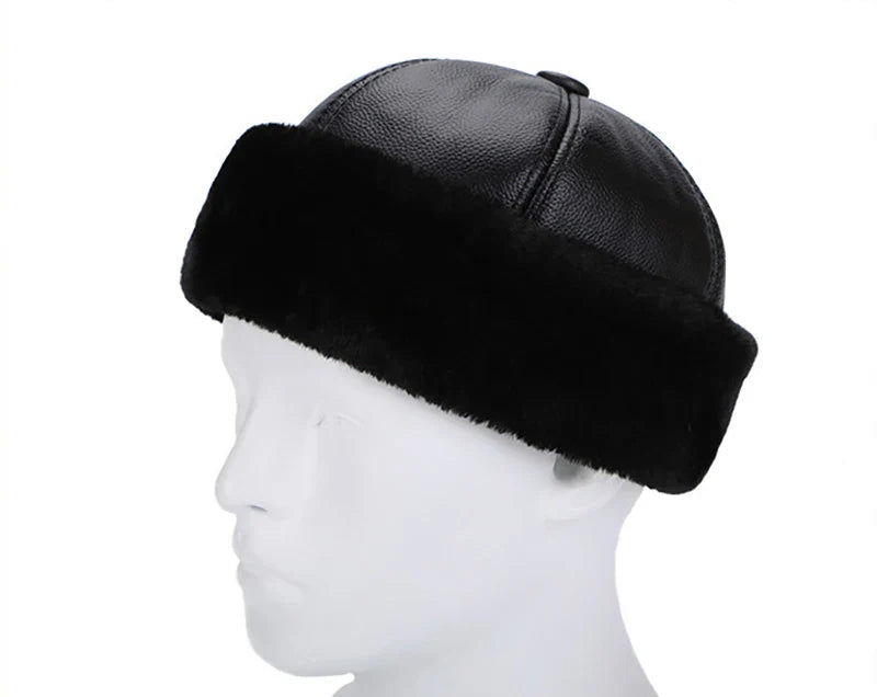 Brand New Style 2026  Retro Cowhide Bomber Hat Winter Keep Warm Caps Men Women Real Leather Cap Thick Velvet Dad Hat Leather Hat