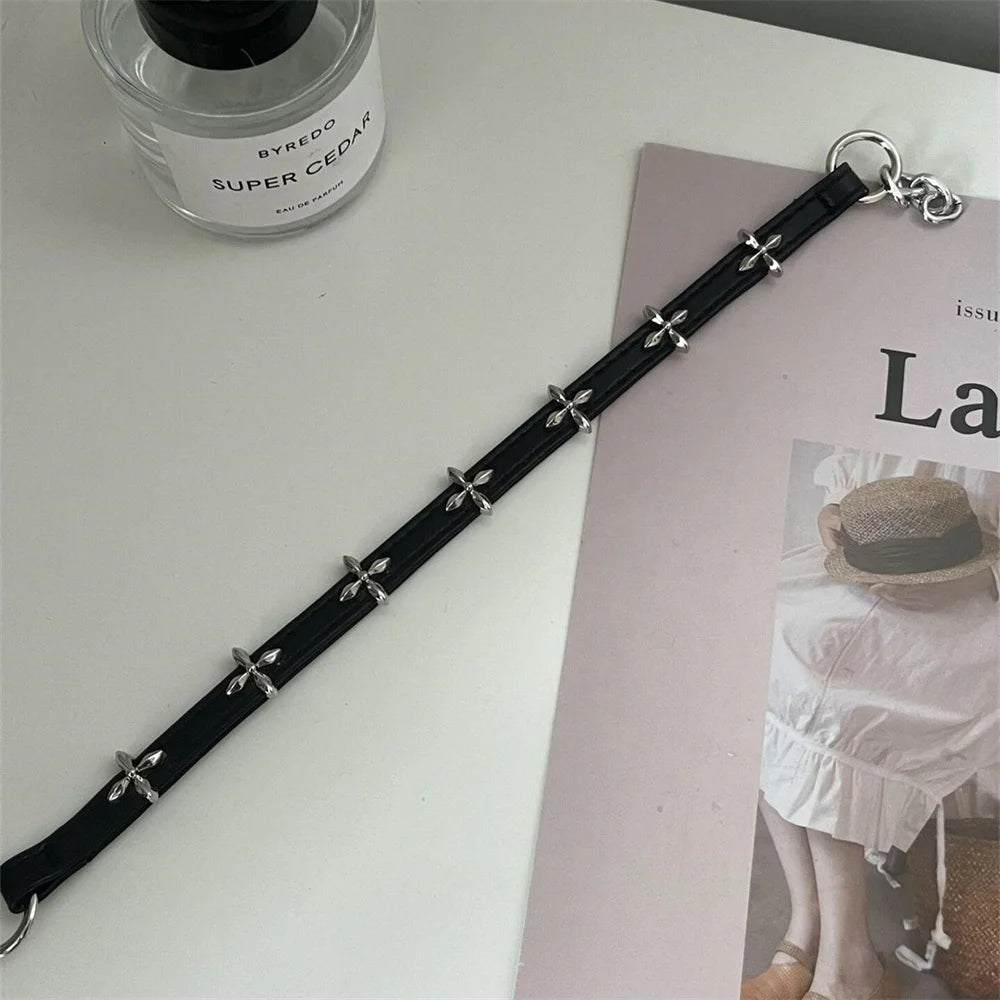 Vintage Luxury Cross Necklace For Women Fashion Punk PU Leather Choker