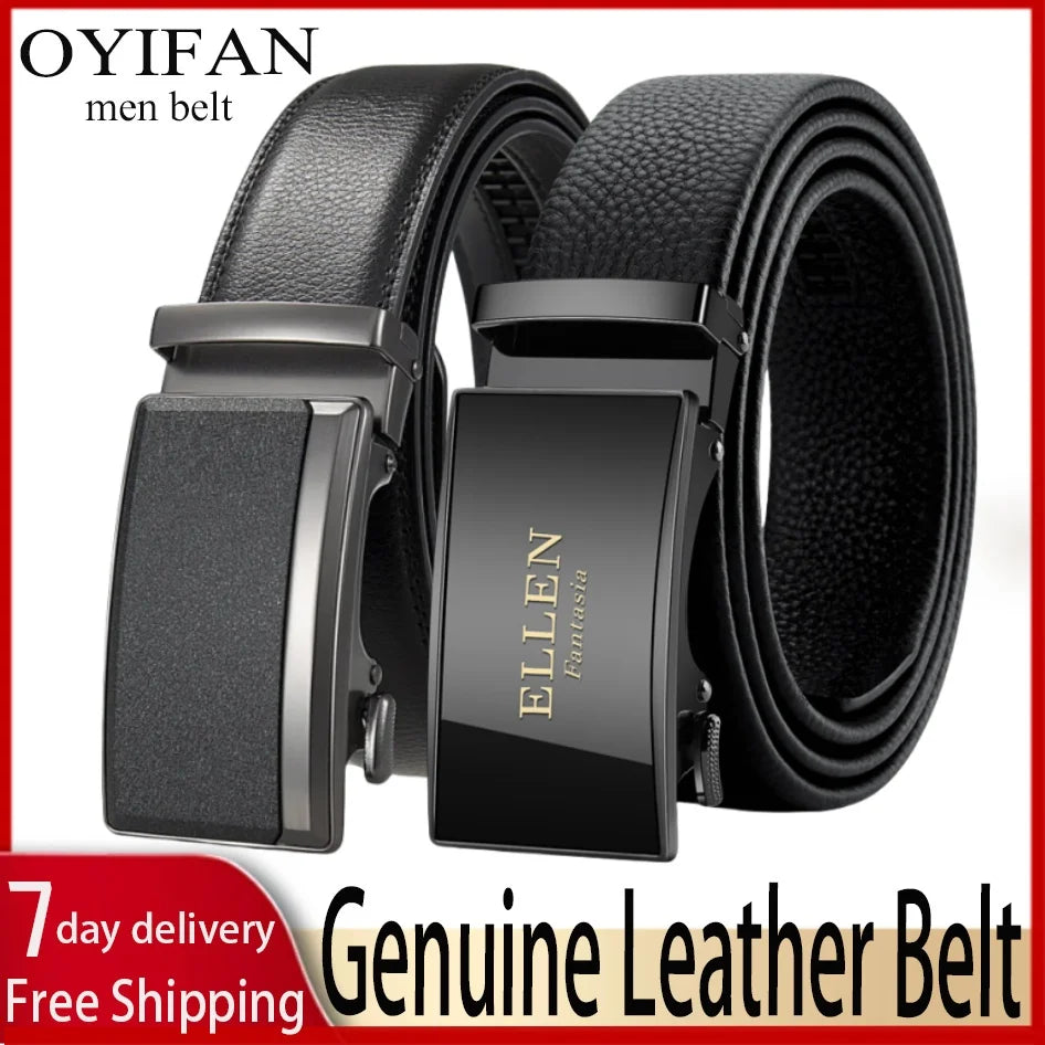 Genuine Cow Leather Automatic Belt For Men Formal Automatic Buckle Belt Genuine Leather Mens business Strap