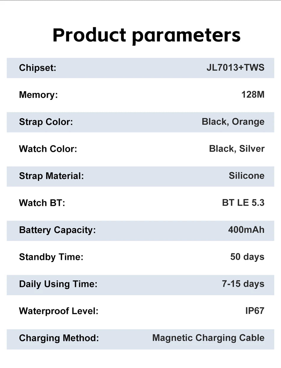 2025 New 6ATM Waterproof Smart Watch Men Outdoor SmartWatch GPS earphone Compass Heart rate LED  Bluetooth Call Sports Gift
