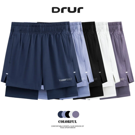 DRUR Women Running Shorts High Waist Quick Dry Gym Yoga 2 in 1 Athletic Shorts With Pocket Summer Workout Short Sportswear New
